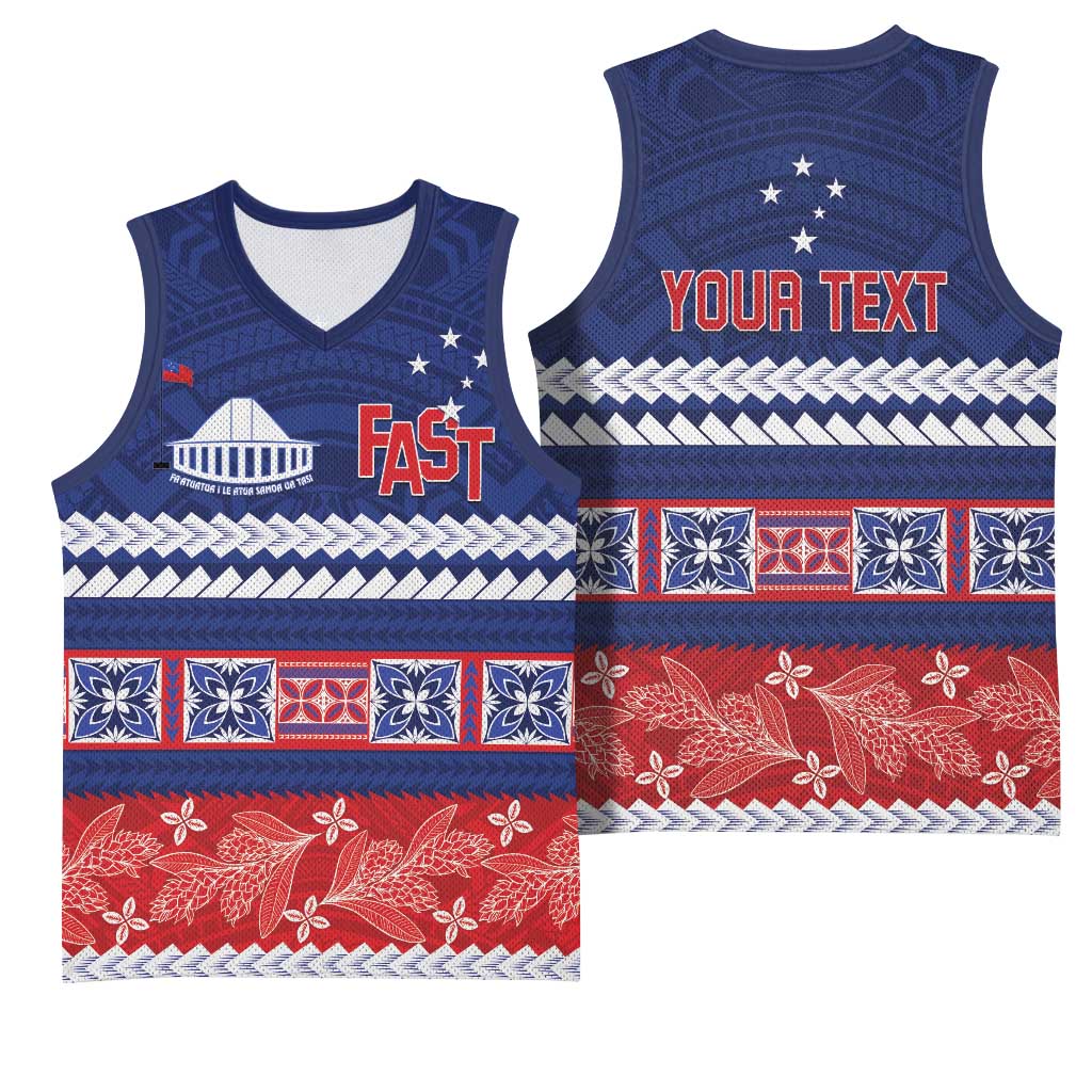 Personalised FAST Samoa Siapo Basketball Jersey Teuila Flowers Samoan Pattern LT14 - Polynesian Pride