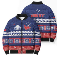 Personalised FAST Samoa Siapo Bomber Puffer Jacket Teuila Flowers Samoan Pattern LT14 - Polynesian Pride