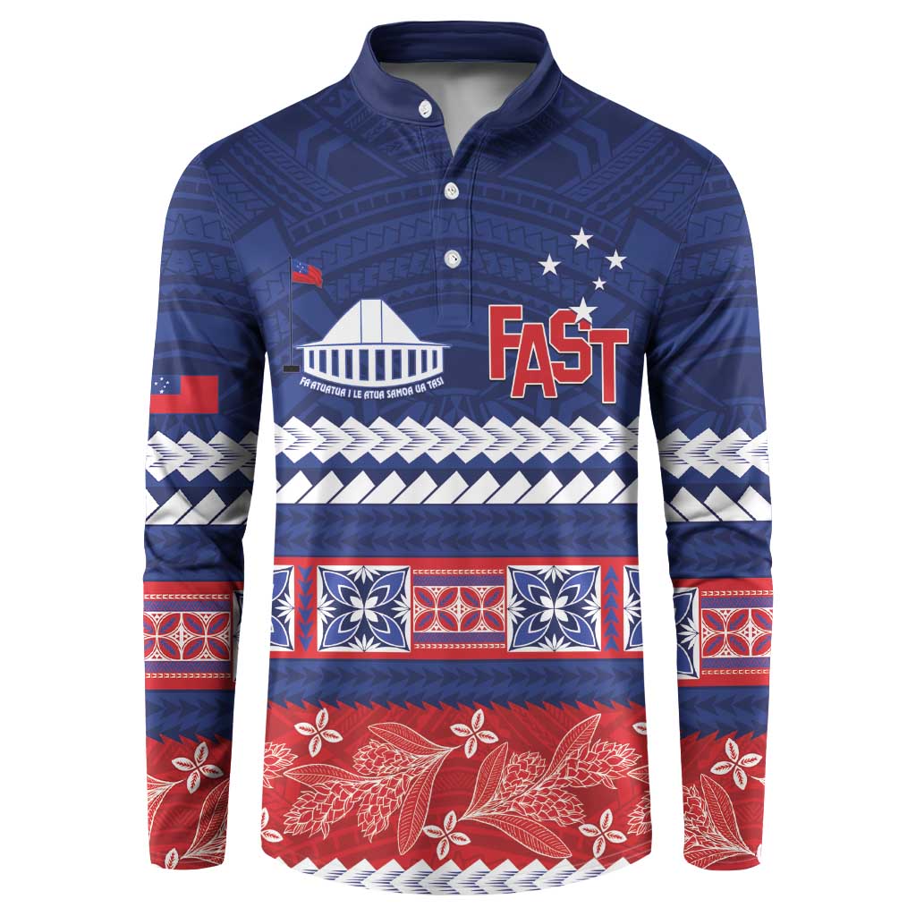 Personalised FAST Samoa Siapo Button Sweatshirt Teuila Flowers Samoan Pattern - Polynesian Pride