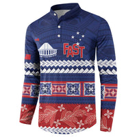 Personalised FAST Samoa Siapo Button Sweatshirt Teuila Flowers Samoan Pattern - Polynesian Pride