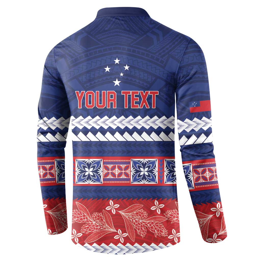 Personalised FAST Samoa Siapo Button Sweatshirt Teuila Flowers Samoan Pattern - Polynesian Pride