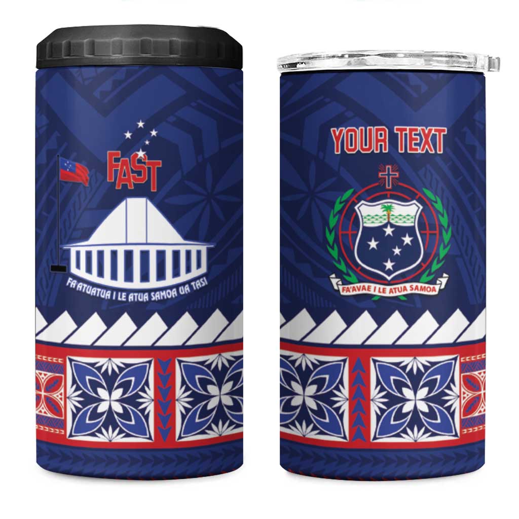 Personalised FAST Samoa Siapo 4 in 1 Can Cooler Tumbler Teuila Flowers Samoan Pattern - Polynesian Pride