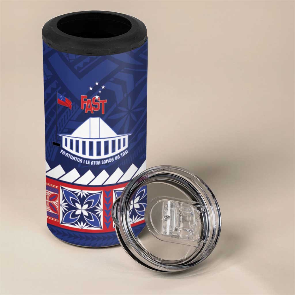 Personalised FAST Samoa Siapo 4 in 1 Can Cooler Tumbler Teuila Flowers Samoan Pattern - Polynesian Pride