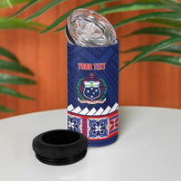 Personalised FAST Samoa Siapo 4 in 1 Can Cooler Tumbler Teuila Flowers Samoan Pattern - Polynesian Pride