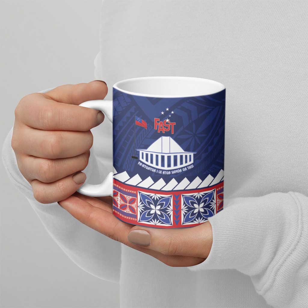 Personalised FAST Samoa Siapo Ceramic Mug Teuila Flowers Samoan Pattern - Polynesian Pride