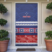 Personalised FAST Samoa Siapo Door Cover Teuila Flowers Samoan Pattern LT14 Blue - Polynesian Pride