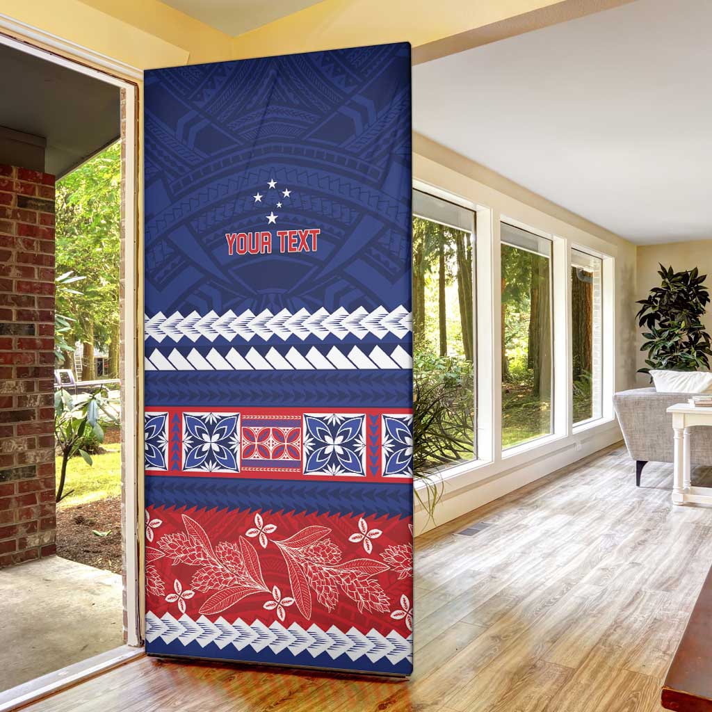 Personalised FAST Samoa Siapo Door Cover Teuila Flowers Samoan Pattern LT14 - Polynesian Pride