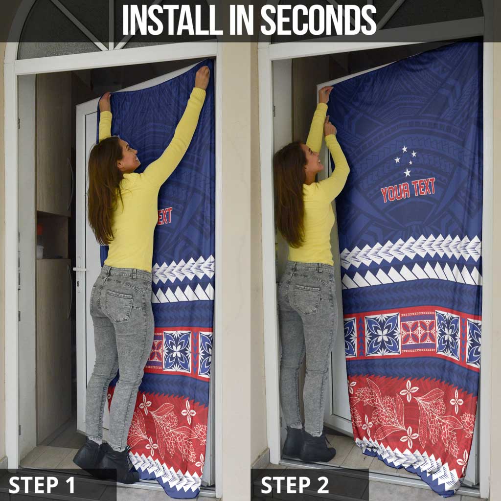 Personalised FAST Samoa Siapo Door Cover Teuila Flowers Samoan Pattern LT14 - Polynesian Pride