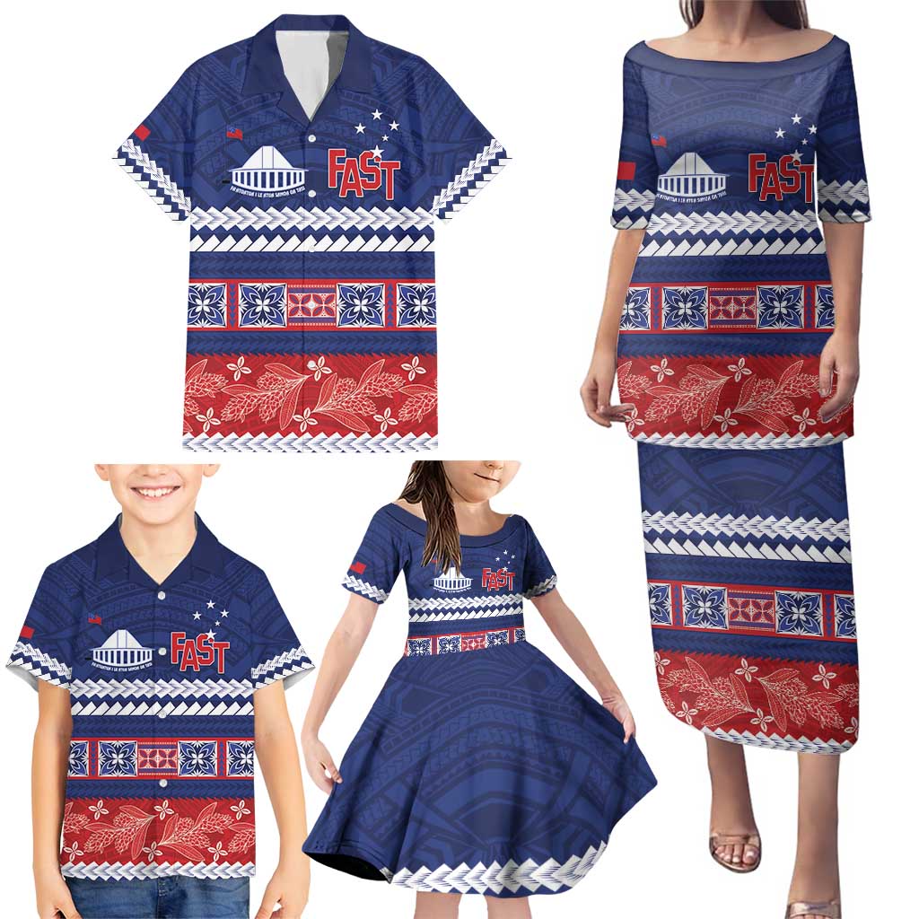 Personalised FAST Samoa Siapo Family Matching Puletasi and Hawaiian Shirt Teuila Flowers Samoan Pattern LT14 - Polynesian Pride