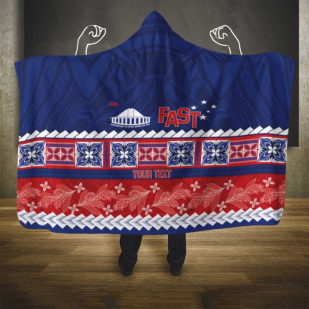 Personalised FAST Samoa Siapo Hooded Blanket Teuila Flowers Samoan Pattern LT14 - Polynesian Pride