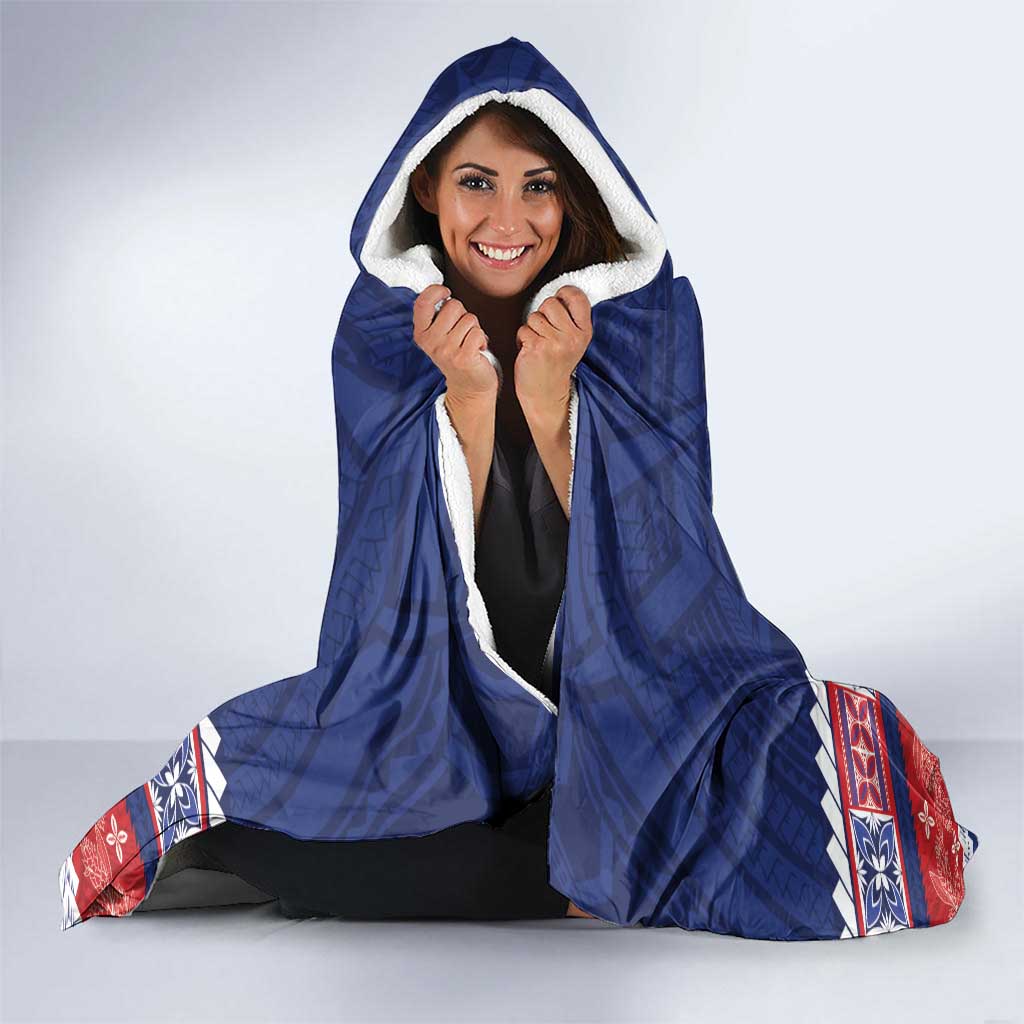 Personalised FAST Samoa Siapo Hooded Blanket Teuila Flowers Samoan Pattern LT14 - Polynesian Pride