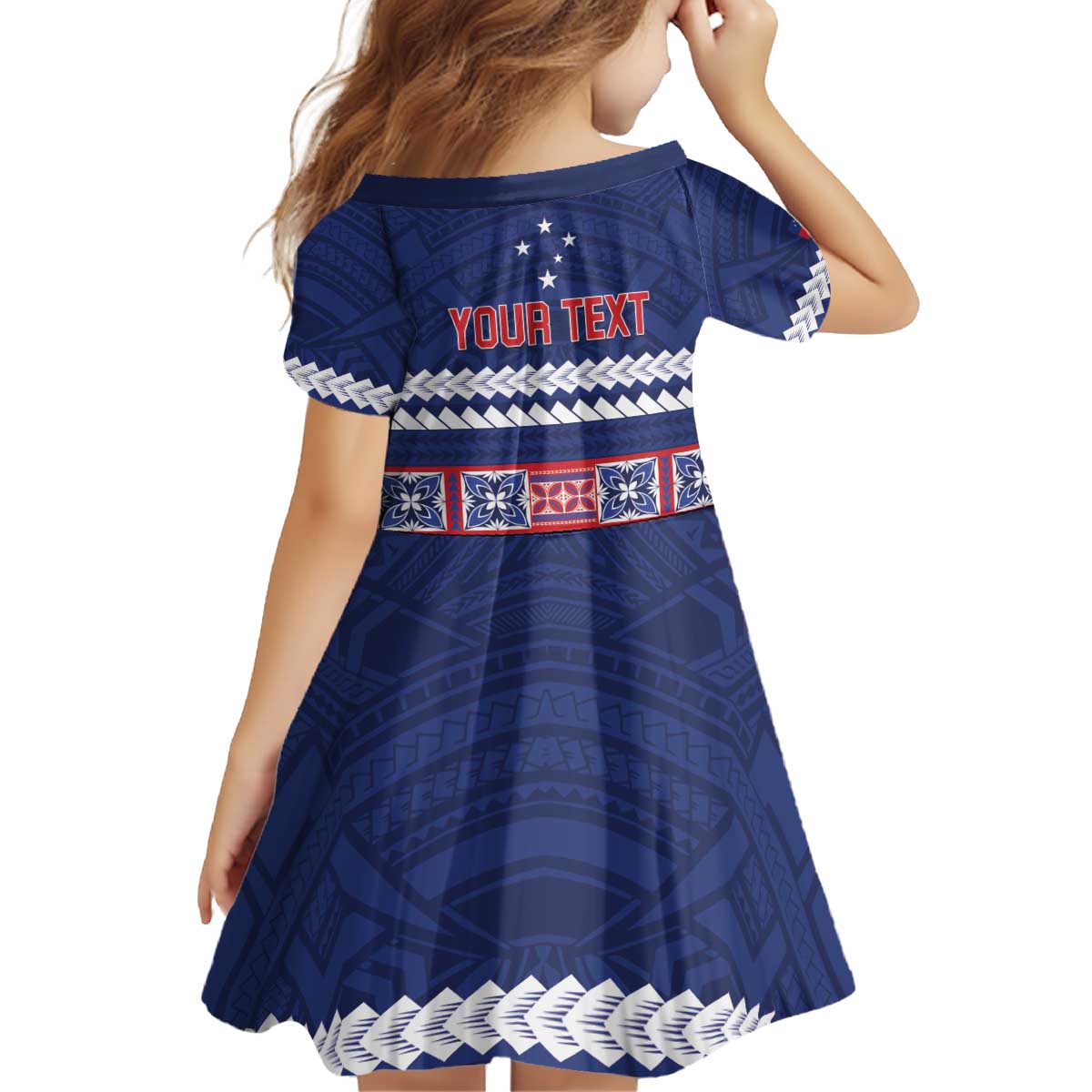 Personalised FAST Samoa Siapo Kid Short Sleeve Dress Teuila Flowers Samoan Pattern LT14 - Polynesian Pride
