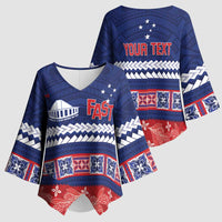 Personalised FAST Samoa Siapo Kimono Sleeve Blouse Teuila Flowers Samoan Pattern - Polynesian Pride