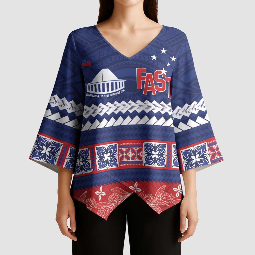 Personalised FAST Samoa Siapo Kimono Sleeve Blouse Teuila Flowers Samoan Pattern - Polynesian Pride