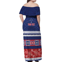 Personalised FAST Samoa Siapo Off Shoulder Maxi Dress Teuila Flowers Samoan Pattern LT14 - Polynesian Pride