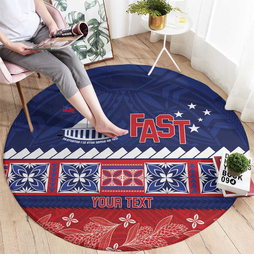 Personalised FAST Samoa Siapo Round Carpet Teuila Flowers Samoan Pattern LT14 - Polynesian Pride