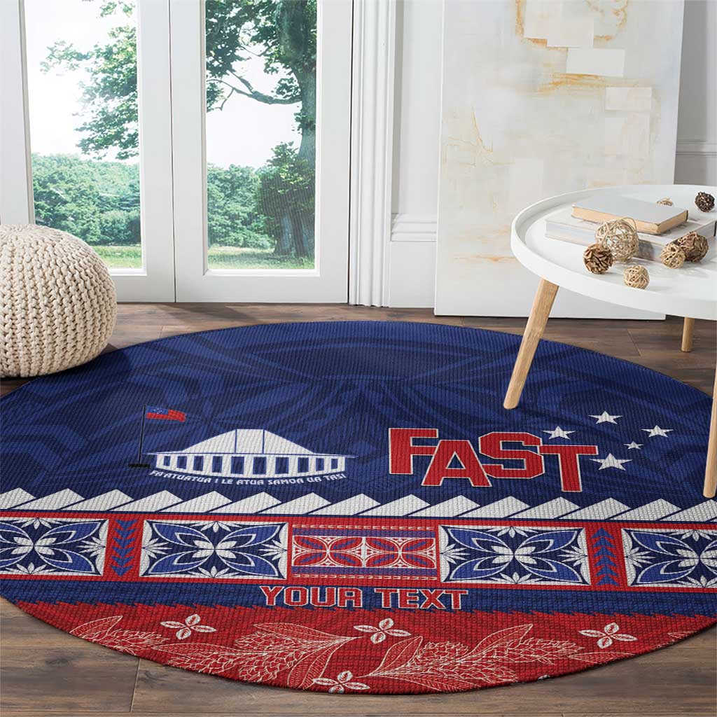 Personalised FAST Samoa Siapo Round Carpet Teuila Flowers Samoan Pattern LT14 - Polynesian Pride