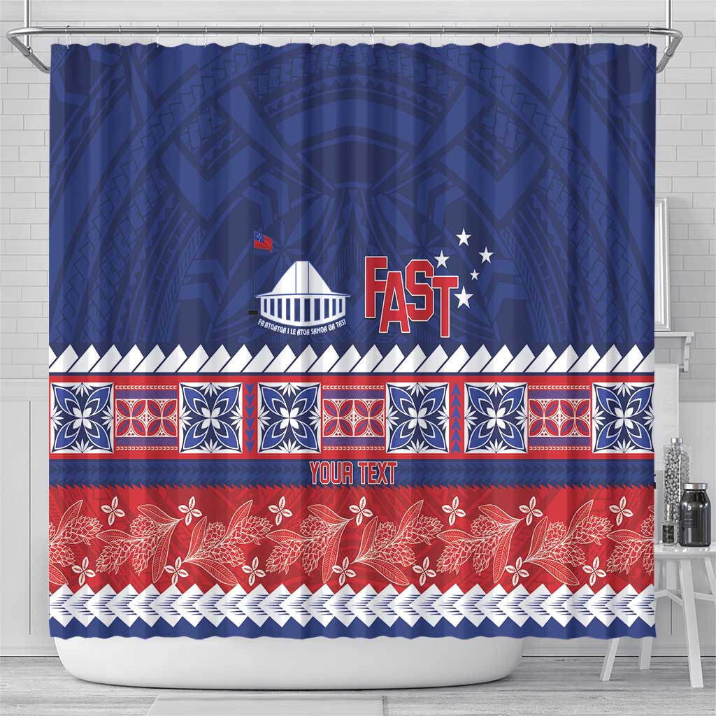 Personalised FAST Samoa Siapo Shower Curtain Teuila Flowers Samoan Pattern - Polynesian Pride