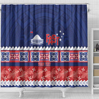 Personalised FAST Samoa Siapo Shower Curtain Teuila Flowers Samoan Pattern - Polynesian Pride