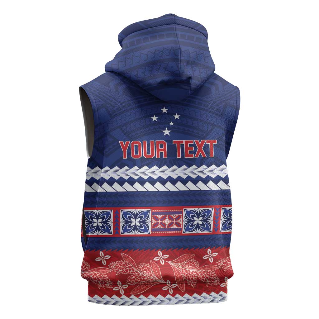 Personalised FAST Samoa Siapo Sleeveless Zip Hoodie Teuila Flowers Samoan Pattern - Polynesian Pride