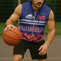 Personalised FAST Samoa Siapo Sleeveless Zip Hoodie Teuila Flowers Samoan Pattern - Polynesian Pride