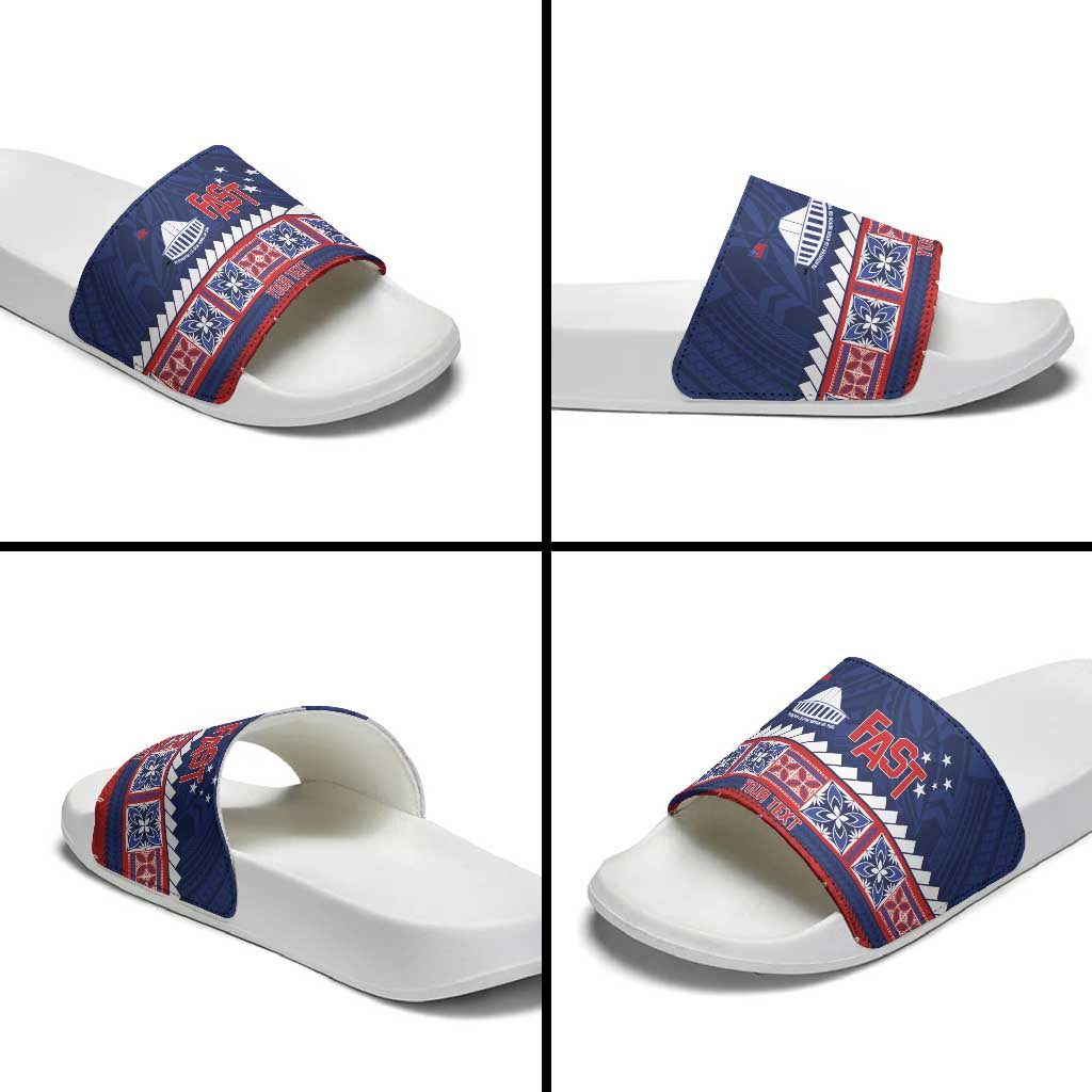 Personalised FAST Samoa Siapo Slide Sandals Teuila Flowers Samoan Pattern - Polynesian Pride