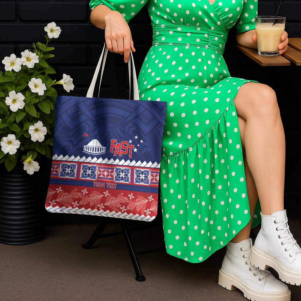 Personalised FAST Samoa Siapo Tote Bag Teuila Flowers Samoan Pattern - Polynesian Pride
