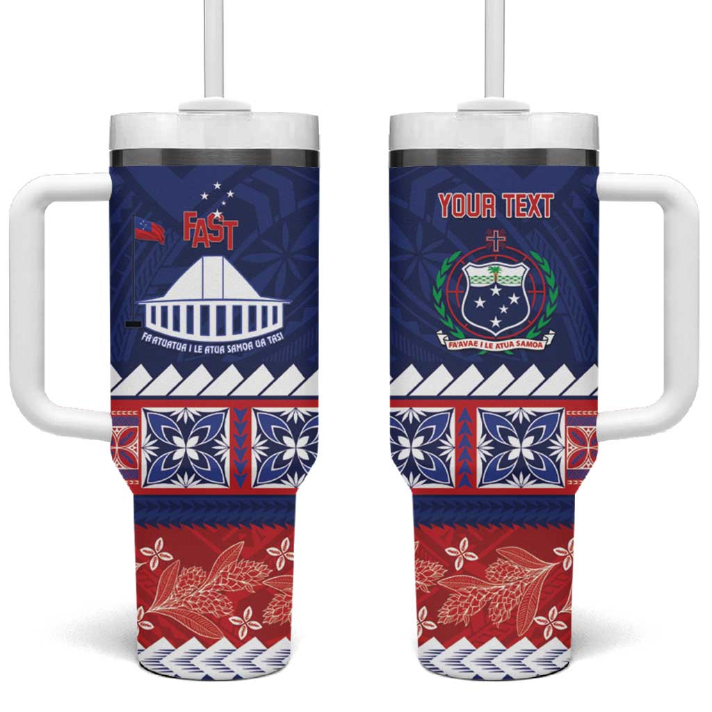 Personalised FAST Samoa Siapo Tumbler With Handle Teuila Flowers Samoan Pattern - Polynesian Pride
