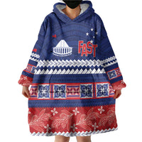 Personalised FAST Samoa Siapo Wearable Blanket Hoodie Teuila Flowers Samoan Pattern - Polynesian Pride