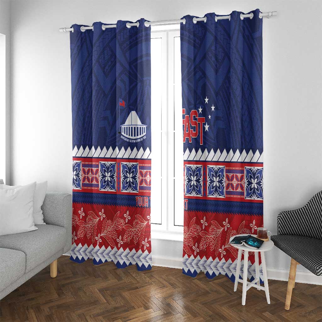 Personalised FAST Samoa Siapo Window Curtain Teuila Flowers Samoan Pattern - Polynesian Pride