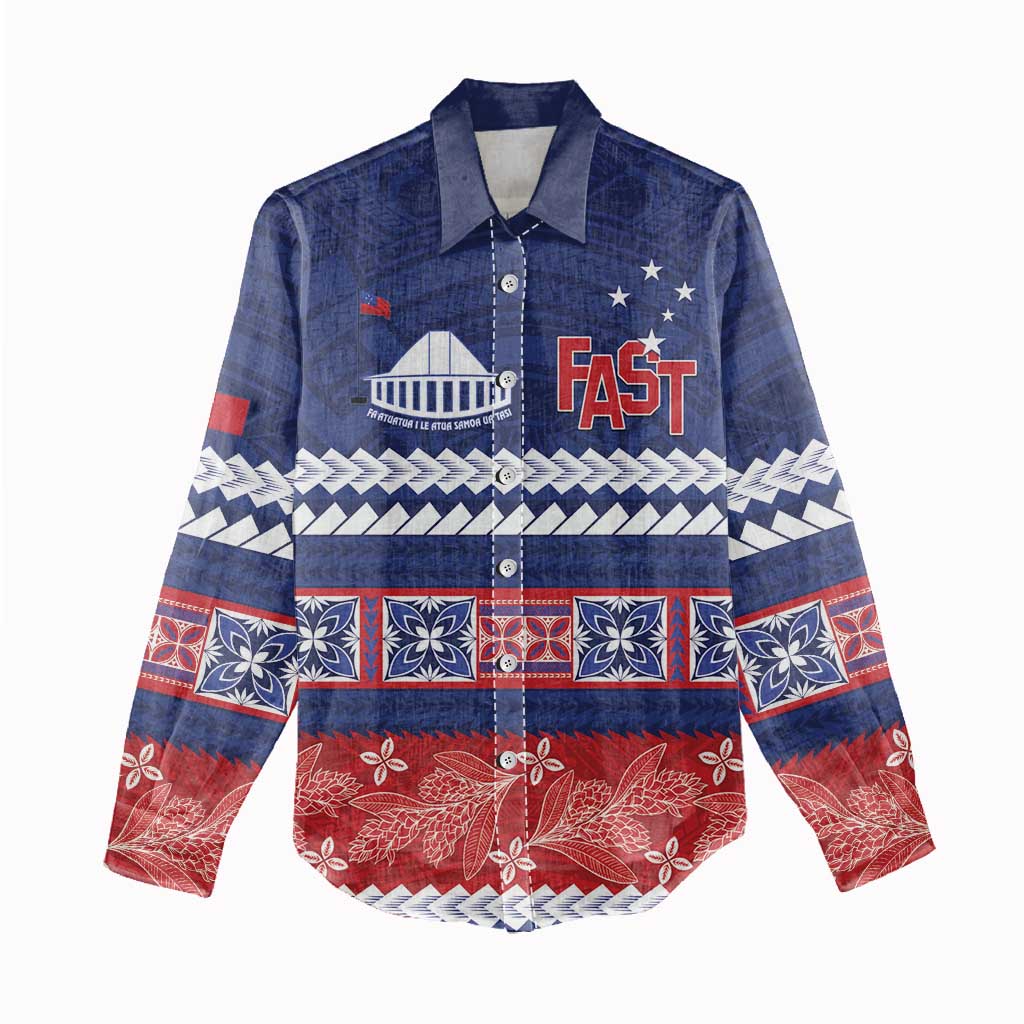 Personalised FAST Samoa Siapo Women Casual Shirt Teuila Flowers Samoan Pattern - Polynesian Pride