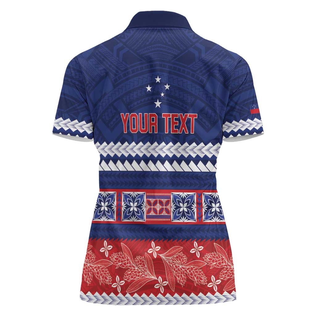Personalised FAST Samoa Siapo Women Polo Shirt Teuila Flowers Samoan Pattern - Polynesian Pride