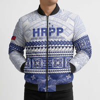 Personalised HRPP Samoa Siapo Bomber Puffer Jacket Teuila Flowers Samoan Pattern - Polynesian Pride