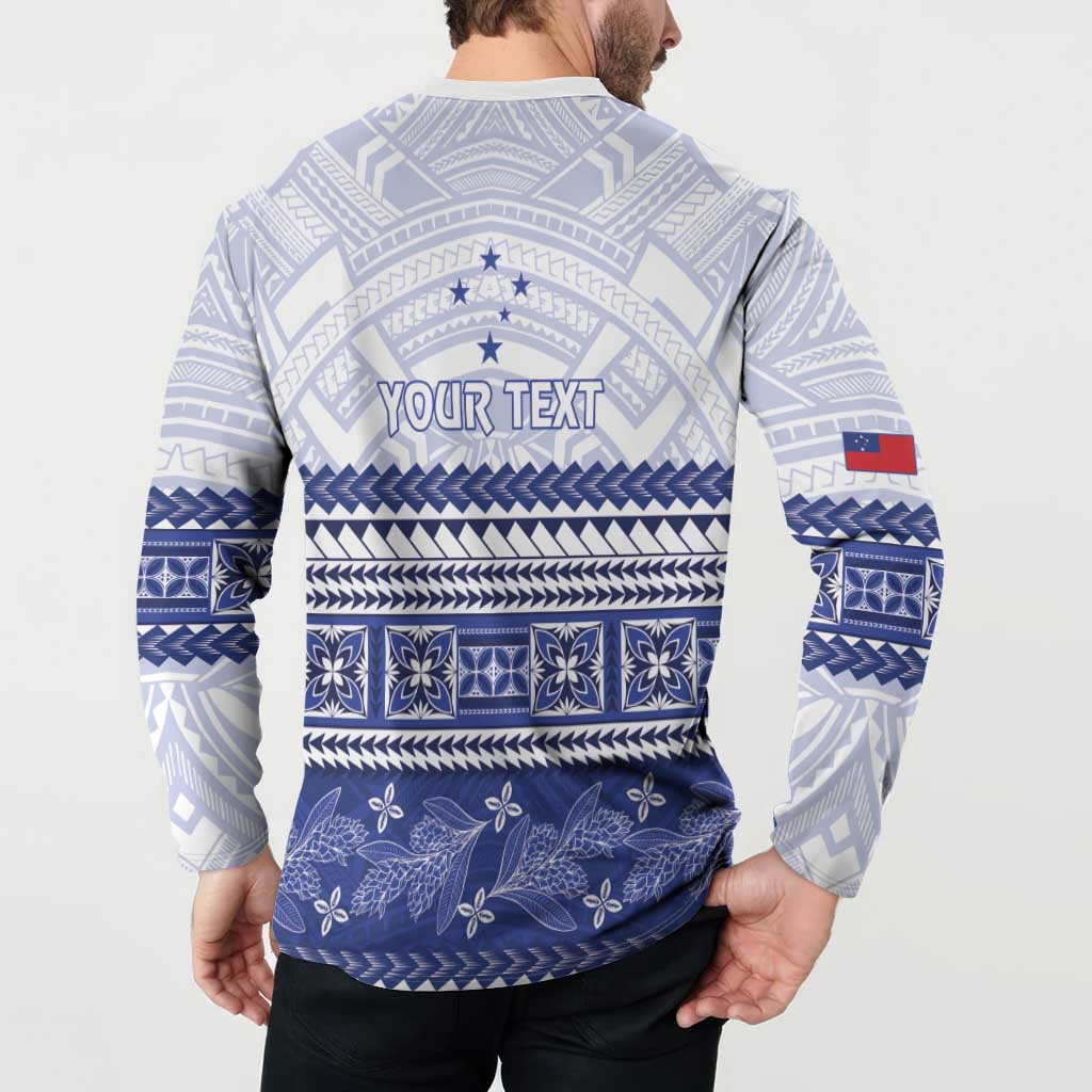 Personalised HRPP Samoa Siapo Button Sweatshirt Teuila Flowers Samoan Pattern - Polynesian Pride