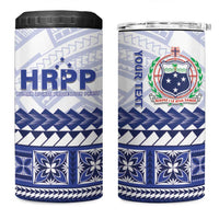 Personalised HRPP Samoa Siapo 4 in 1 Can Cooler Tumbler Teuila Flowers Samoan Pattern - Polynesian Pride