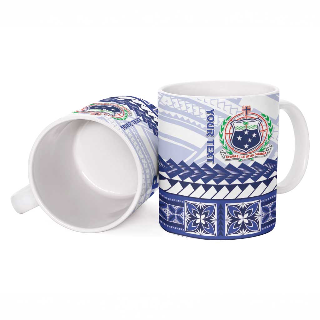 Personalised HRPP Samoa Siapo Ceramic Mug Teuila Flowers Samoan Pattern - Polynesian Pride