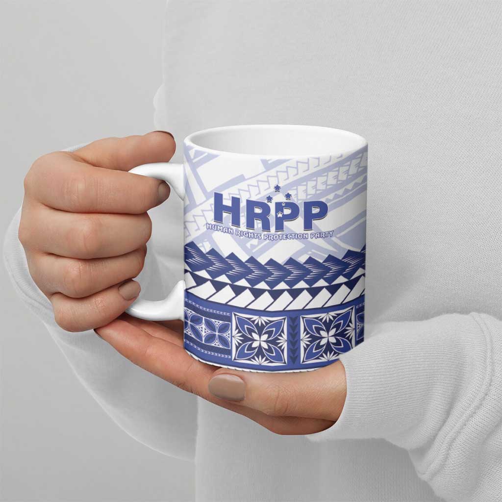 Personalised HRPP Samoa Siapo Ceramic Mug Teuila Flowers Samoan Pattern - Polynesian Pride