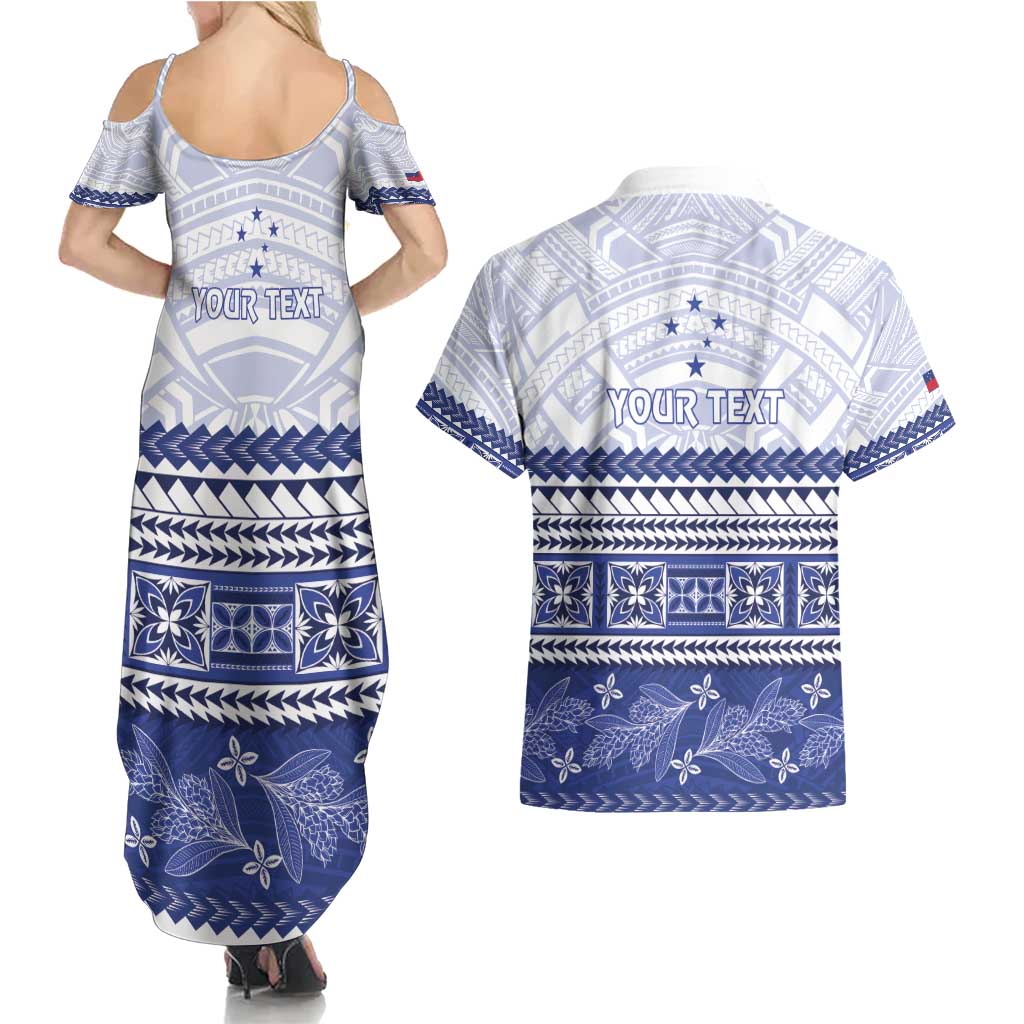 Personalised HRPP Samoa Siapo Couples Matching Summer Maxi Dress and Hawaiian Shirt Teuila Flowers Samoan Pattern - Polynesian Pride