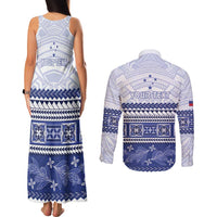 Personalised HRPP Samoa Siapo Couples Matching Tank Maxi Dress and Long Sleeve Button Shirt Teuila Flowers Samoan Pattern - Polynesian Pride