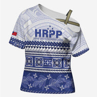 Personalised HRPP Samoa Siapo Cross Shoulder Shirt Teuila Flowers Samoan Pattern - Polynesian Pride