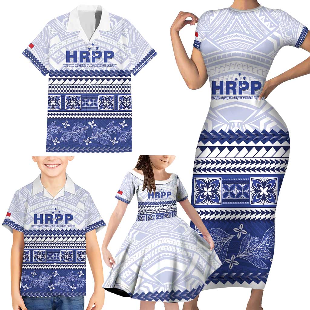 Personalised HRPP Samoa Siapo Family Matching Short Sleeve Bodycon Dress and Hawaiian Shirt Teuila Flowers Samoan Pattern - Polynesian Pride