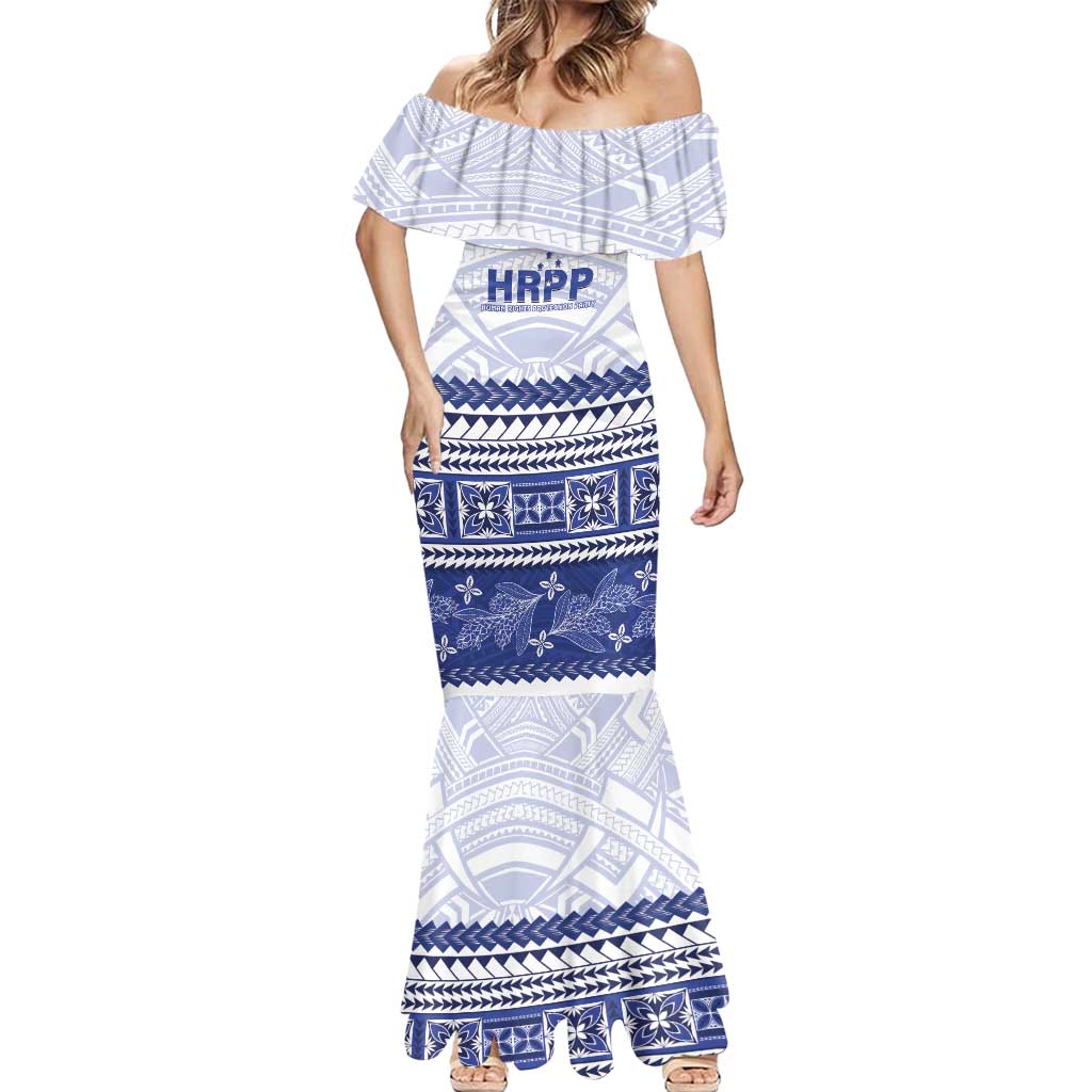 Personalised HRPP Samoa Siapo Mermaid Dress Teuila Flowers Samoan Pattern - Polynesian Pride