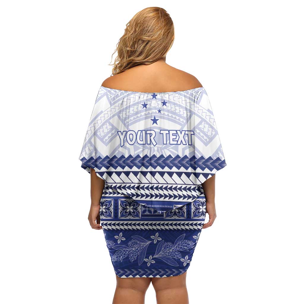 Personalised HRPP Samoa Siapo Off Shoulder Short Dress Teuila Flowers Samoan Pattern - Polynesian Pride