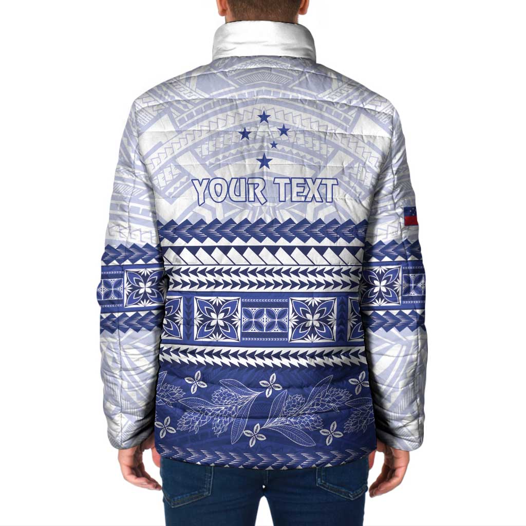 Personalised HRPP Samoa Siapo Padded Jacket Teuila Flowers Samoan Pattern - Polynesian Pride