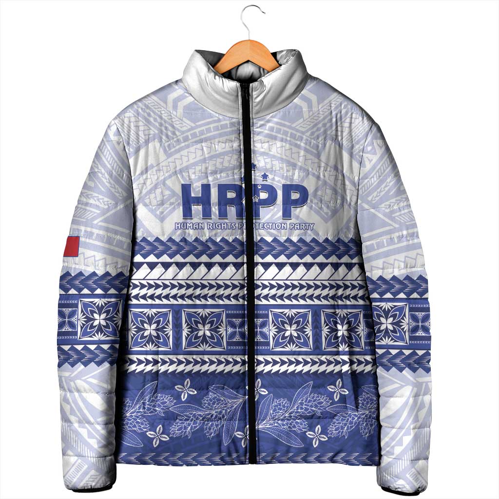 Personalised HRPP Samoa Siapo Padded Jacket Teuila Flowers Samoan Pattern - Polynesian Pride