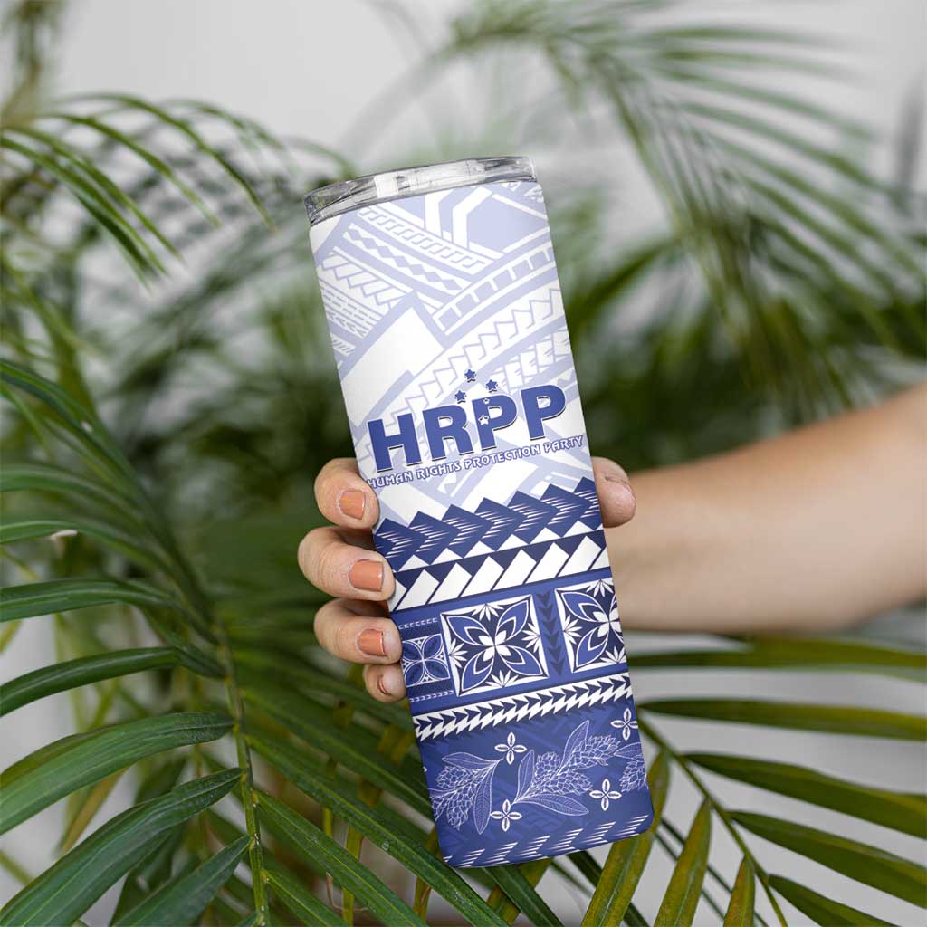 Personalised HRPP Samoa Siapo Skinny Tumbler Teuila Flowers Samoan Pattern - Polynesian Pride