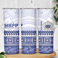 Personalised HRPP Samoa Siapo Skinny Tumbler Teuila Flowers Samoan Pattern - Polynesian Pride