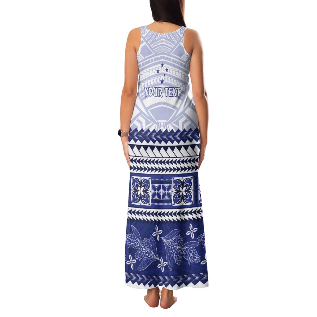 Personalised HRPP Samoa Siapo Tank Maxi Dress Teuila Flowers Samoan Pattern - Polynesian Pride