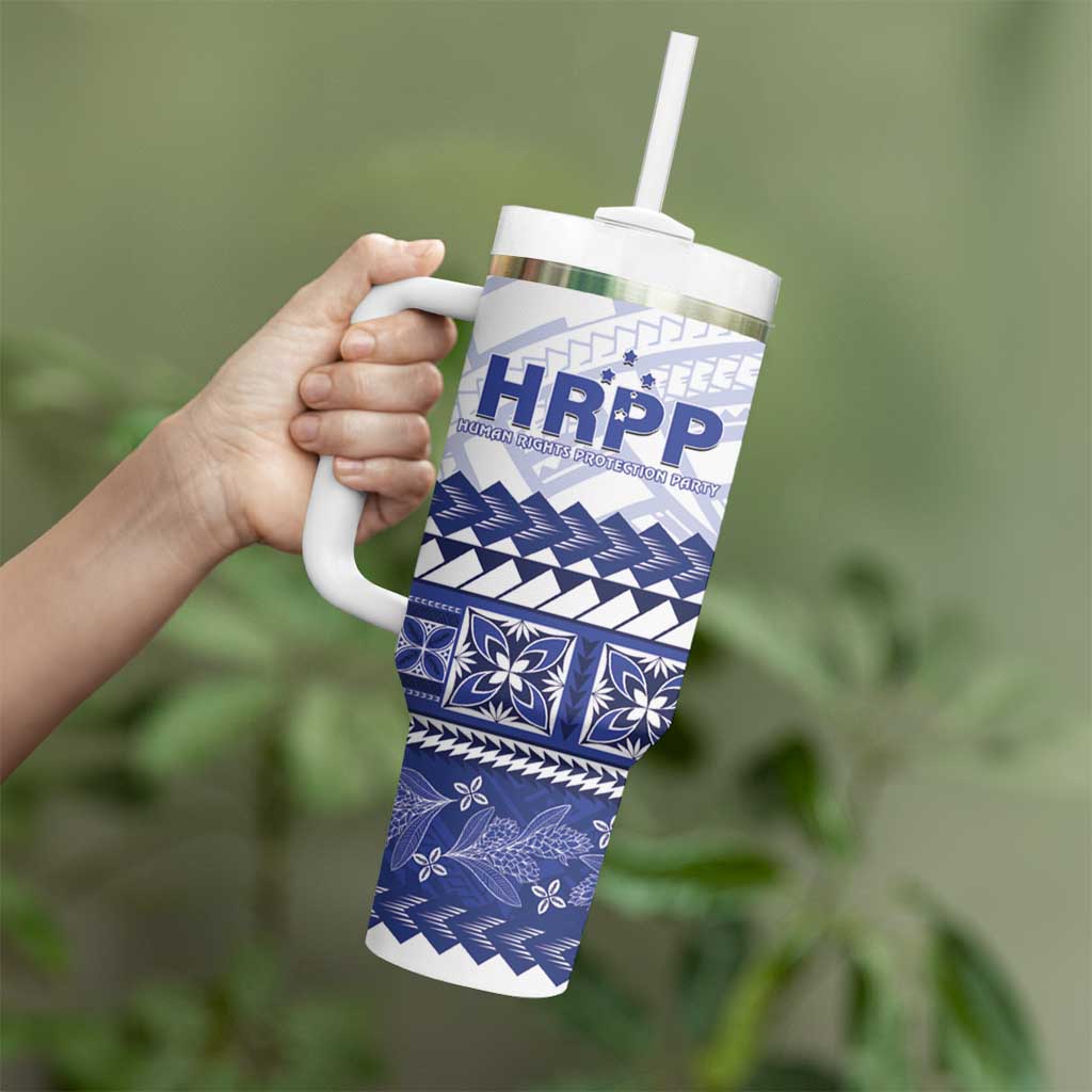Personalised HRPP Samoa Siapo Tumbler With Handle Teuila Flowers Samoan Pattern - Polynesian Pride