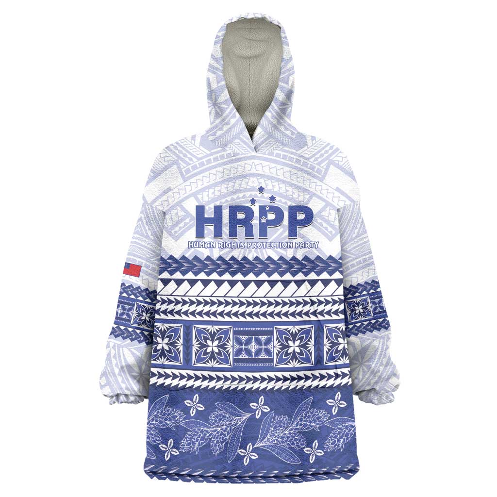 Personalised HRPP Samoa Siapo Wearable Blanket Hoodie Teuila Flowers Samoan Pattern - Polynesian Pride